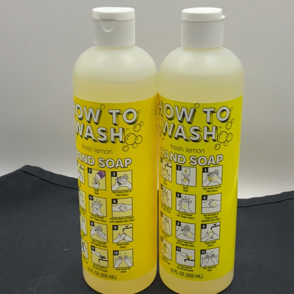 Lot of (2) How To Wash Fresh Lemon Hand Soap Naturally Derived 12 oz Bottles